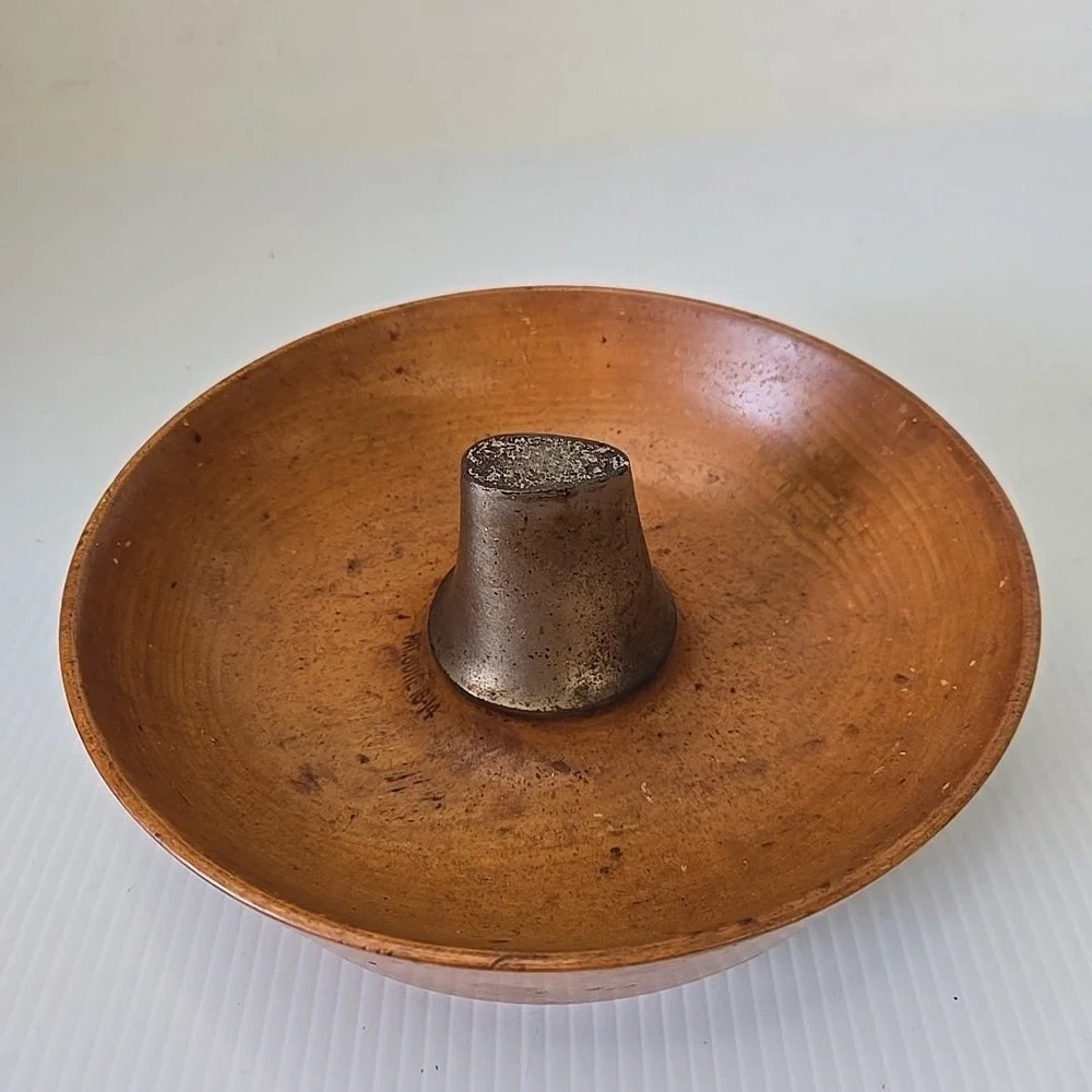 Antique Parsons Wooden Nut Bowl w/ Anvil Center For Cracking Patent June 16 1914